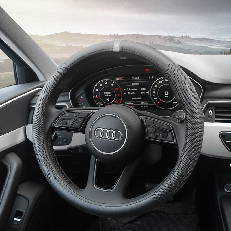 五福金牛真皮汽车方向盘套豪华轻薄牛皮把套奔驰宝马奥迪四季通用