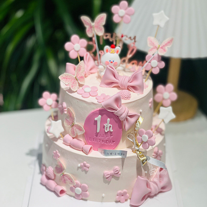 兔子主题女孩周岁生日蛋糕南京