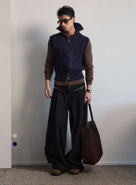 Southstudio针织马甲男女同款立领重磅粗线高支数26春双色背心