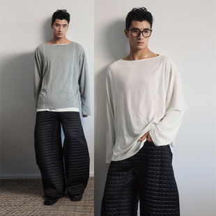 SouthStudio长袖T一字领打底25秋男女同款莱赛尔亲肤慵懒风上衣