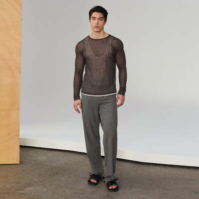 Southstudio打底假两件男女同款无性别26春上新纱质内背心长袖T