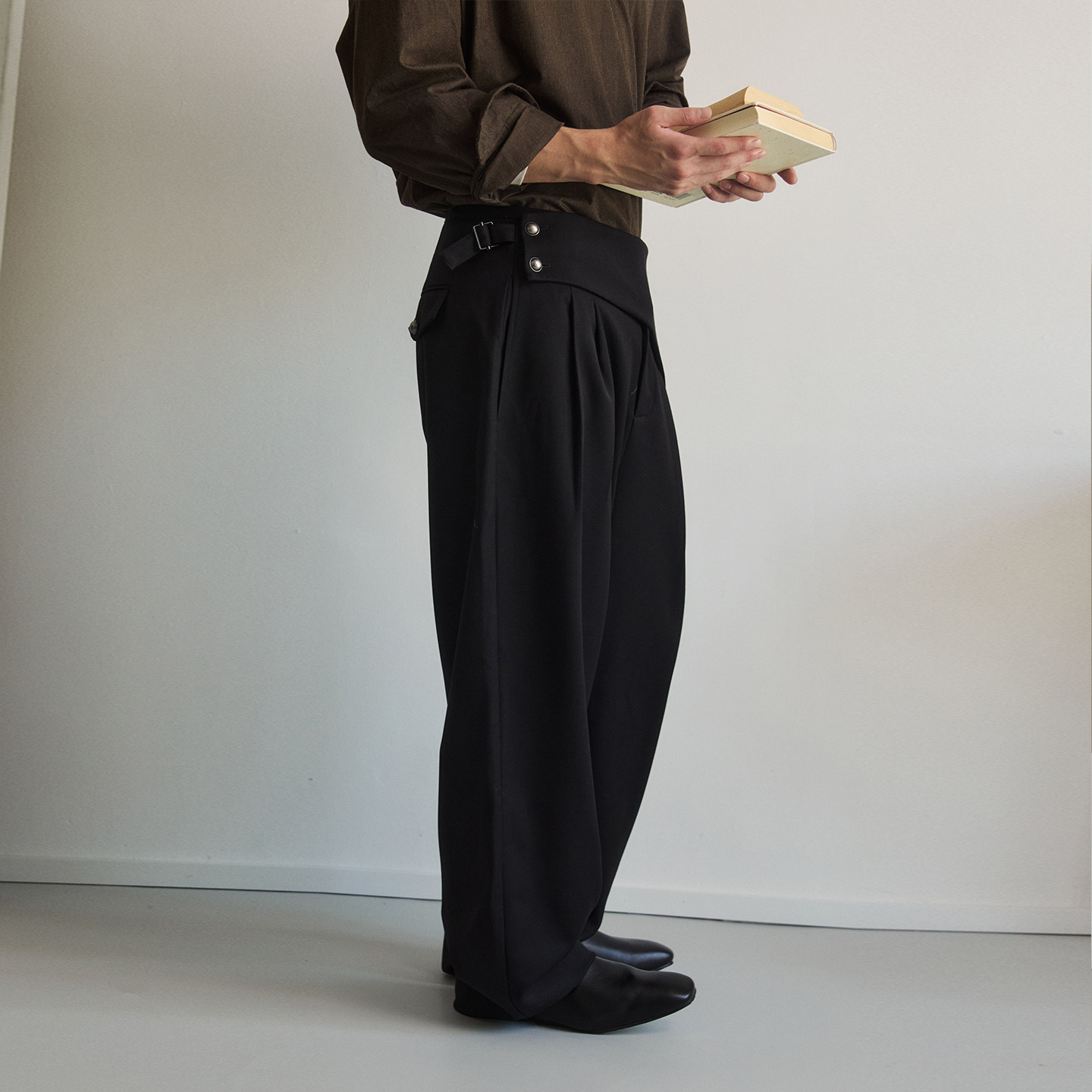 SouthStudio西裤男女同款25秋冬双色腰头搭片可调节垂坠感长裤