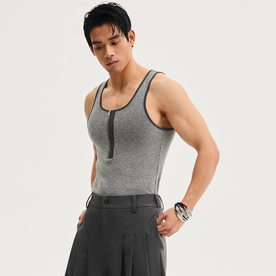 southstudio设计感拉链双色背心