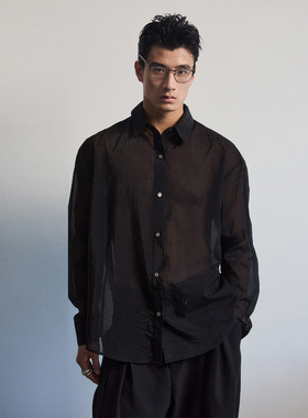 Southstudio衬衫25秋季无性别男女同款透纱质感纹理双色长袖衬衣