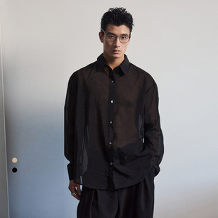 Southstudio衬衫25秋季无性别男女同款透纱质感纹理双色长袖衬衣