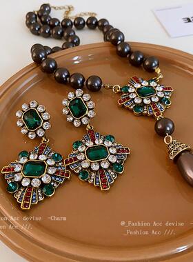 中古vintage饰品镶钻珍珠