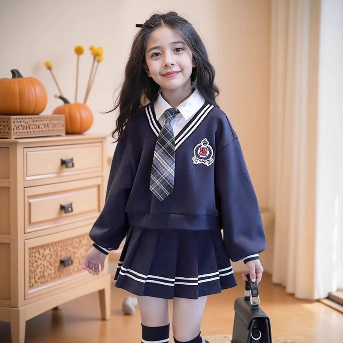 女童春秋假两件套装裙子2025新款儿童学院风女孩百褶裙两件套秋装