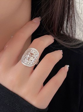 甜美镂空蝴蝶结戒指女几何时尚个性精致开口指环新中式百搭食指戒