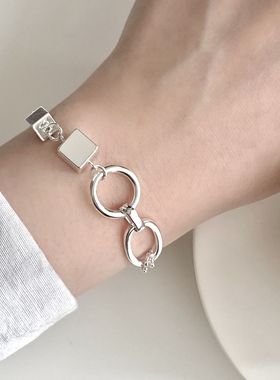 几何方块镂空圆圈手链女简约冷淡风个性百搭时尚手环ins风手饰潮