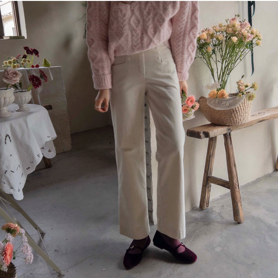 复古高腰直筒休闲裤女灯芯绒九分