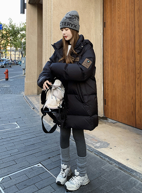 赫本风黑色加厚羽绒服女2025新款冬季韩版高级感学生白鸭绒外套