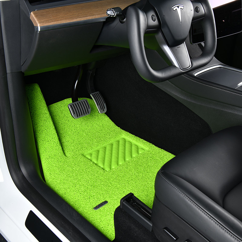 主副驾专用后排单个专车定制汽车丝圈脚垫地毯地垫可爱牛油果绿