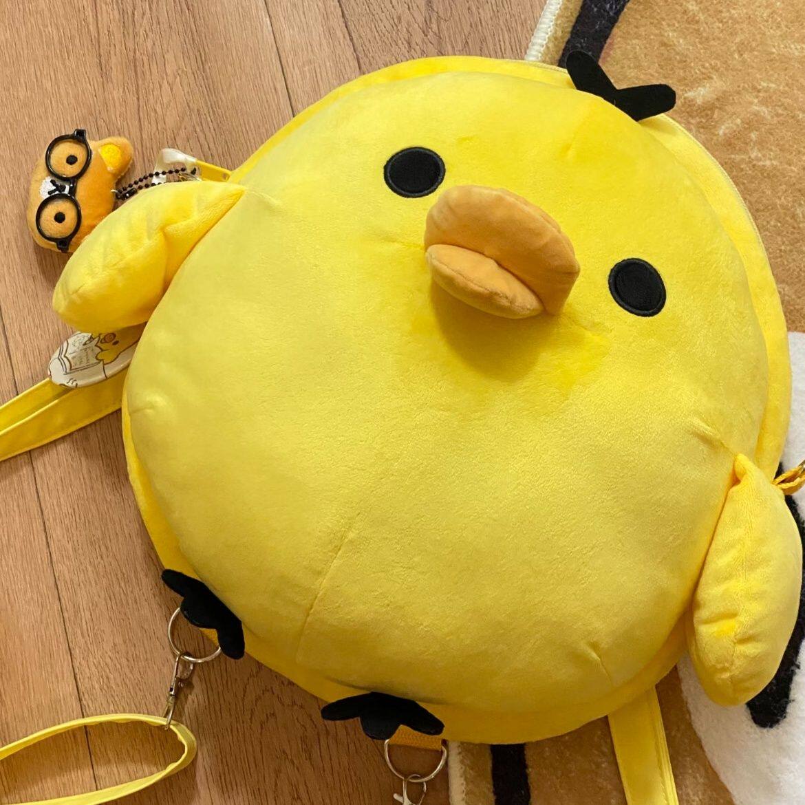 可爱毛绒小鸡背包公仔鼻孔鸡双肩包女日系娃娃书包卡通玩偶斜挎包