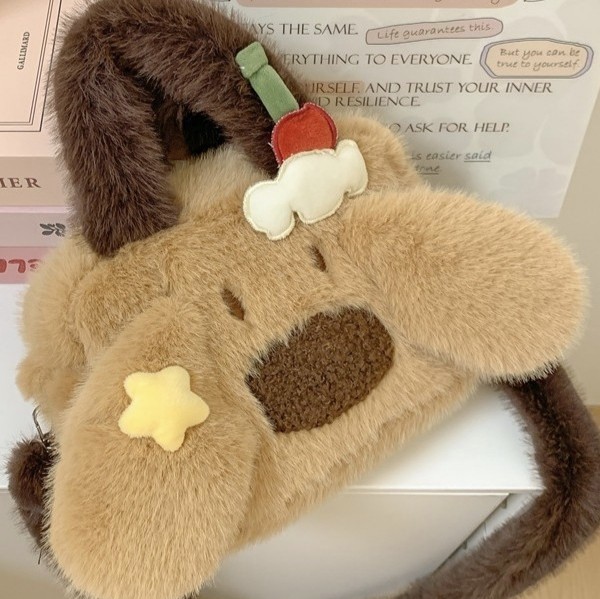 秋冬长耳狗斜挎包可爱萌玩偶毛绒小狗单肩手提包包少女毛茸茸背包