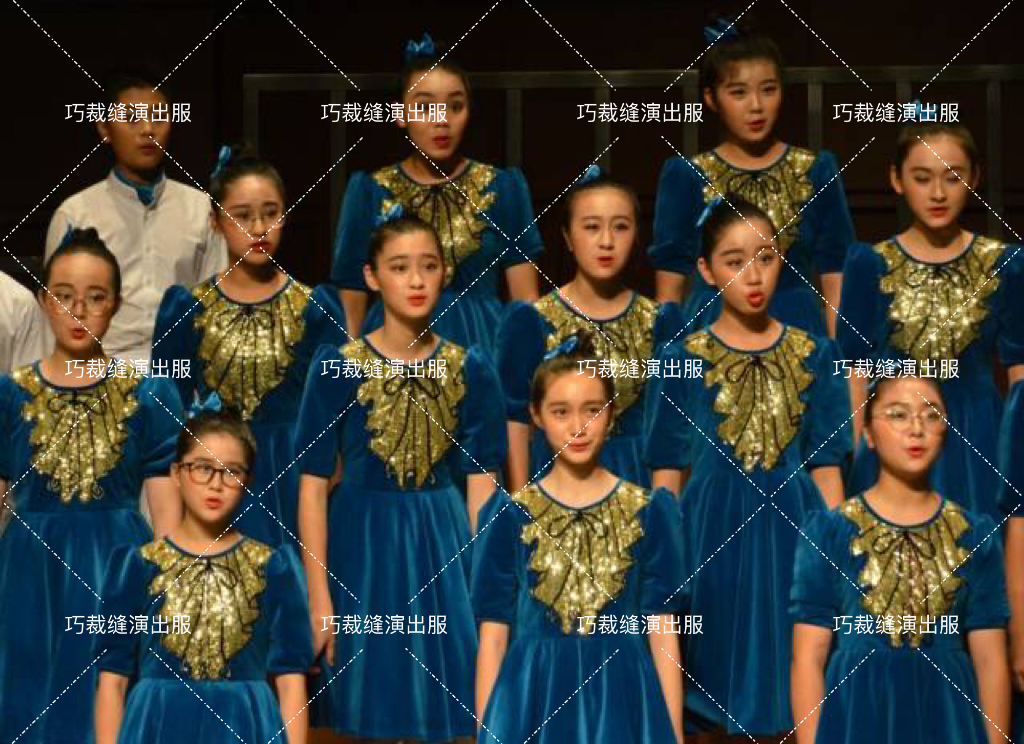 六一儿童合唱服装演出服男女童礼服中小学生表演朗诵丝绒大合唱团