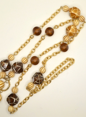 中古首饰 棕色石头长毛衣链 成色新 质感好 不退换