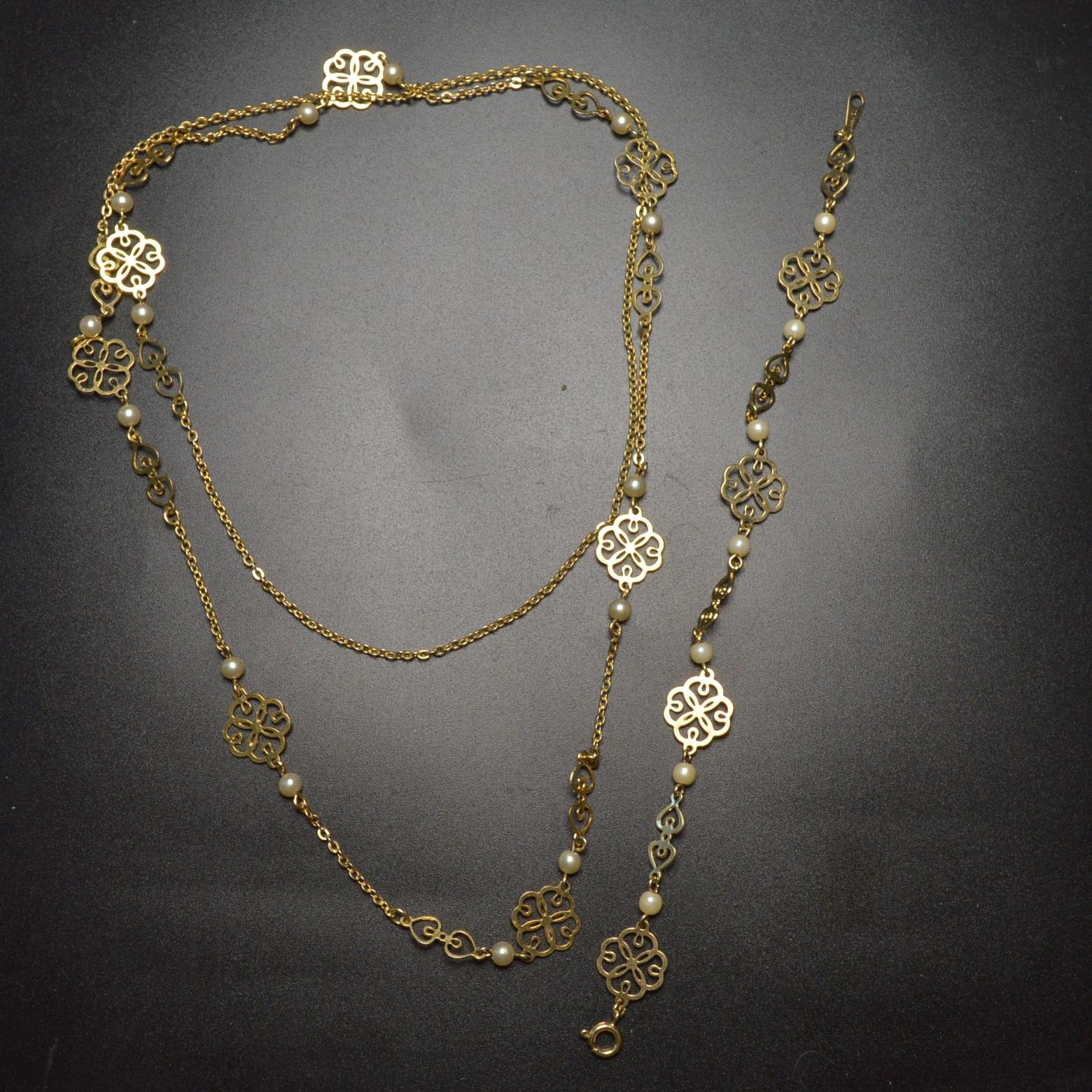 中古首饰1960年老款双层项链耳夹