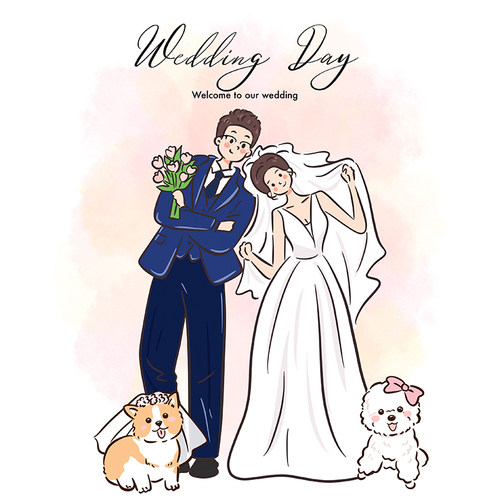 手绘头像q版情侣婚礼婚纱照定制