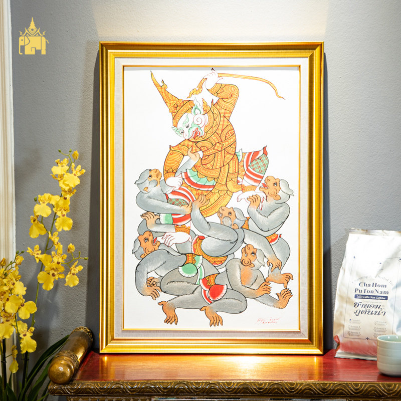 新泰宫装 泰式风格手绘战神佛像装饰画 东南亚风格高档墙面挂画