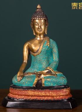 泰国纯铜佛像制品摆件高档客厅玄关桌面书酒柜东南亚软装饰工艺品