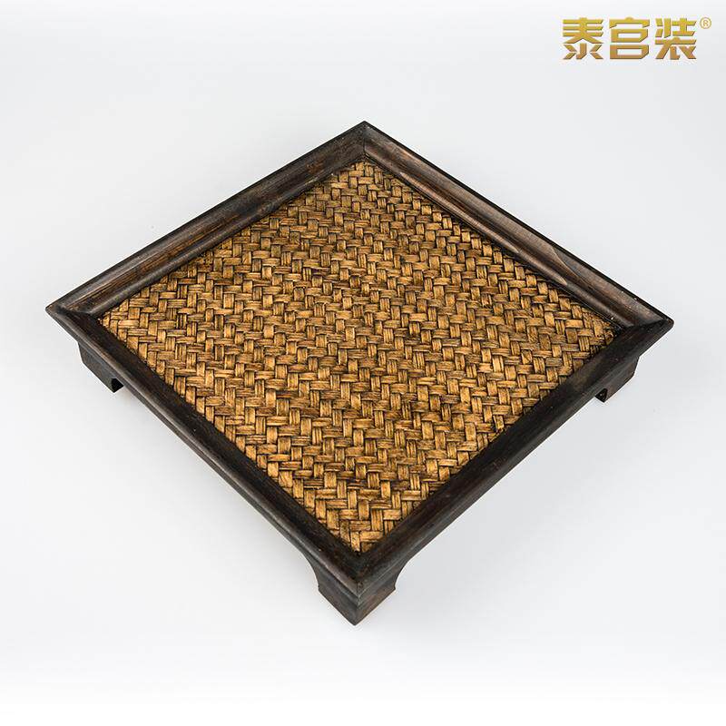 东南亚田园家居用品复古茶具托盘中式茶盘家用实木竹编藤编茶托盘