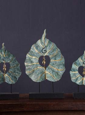 东南亚风格树叶型创意木雕摆件