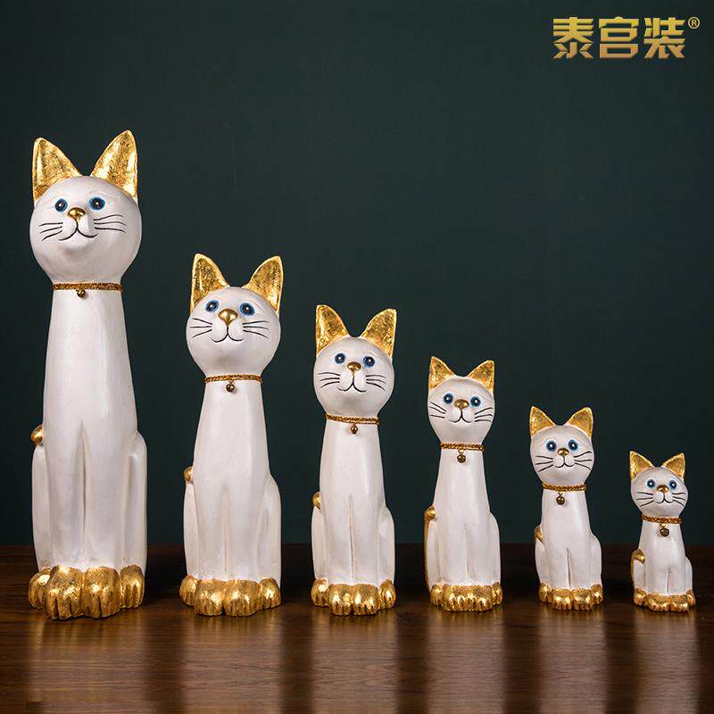 泰国进口手工艺品实木暹罗猫摆件