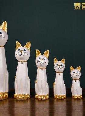 泰国进口手工艺品实木暹罗猫摆件