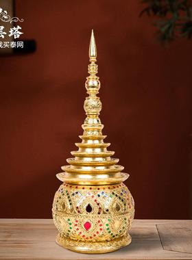 祝福木质调泰国佛塔建筑工艺品