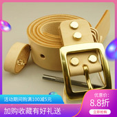 皮带扣 男裤 植鞣革手工铆钉皮带皮带男士 腰带男纯铜针扣牛皮潮版