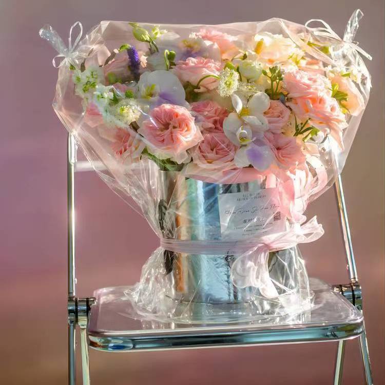 花束高透防尘袋防水袋花盒花篮配送袋外卖花束配送袋鲜花运输袋