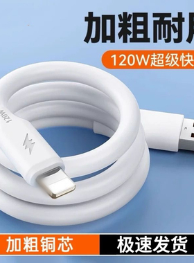 适用苹果14/13/12/8/7/6/x/iPad数据线iPhonexr/xs加粗120w快充线