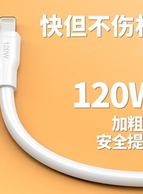 适用苹果快充6s/7/8plus13数据线SE/iPhoneX12特粗充电线120W闪充