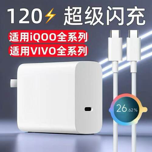 充电器120闪充适用VIVOY200i/Y200t/Y200GT充电头快充头vivoy200gt/y200t数据线超级快充充电器Type-C套装