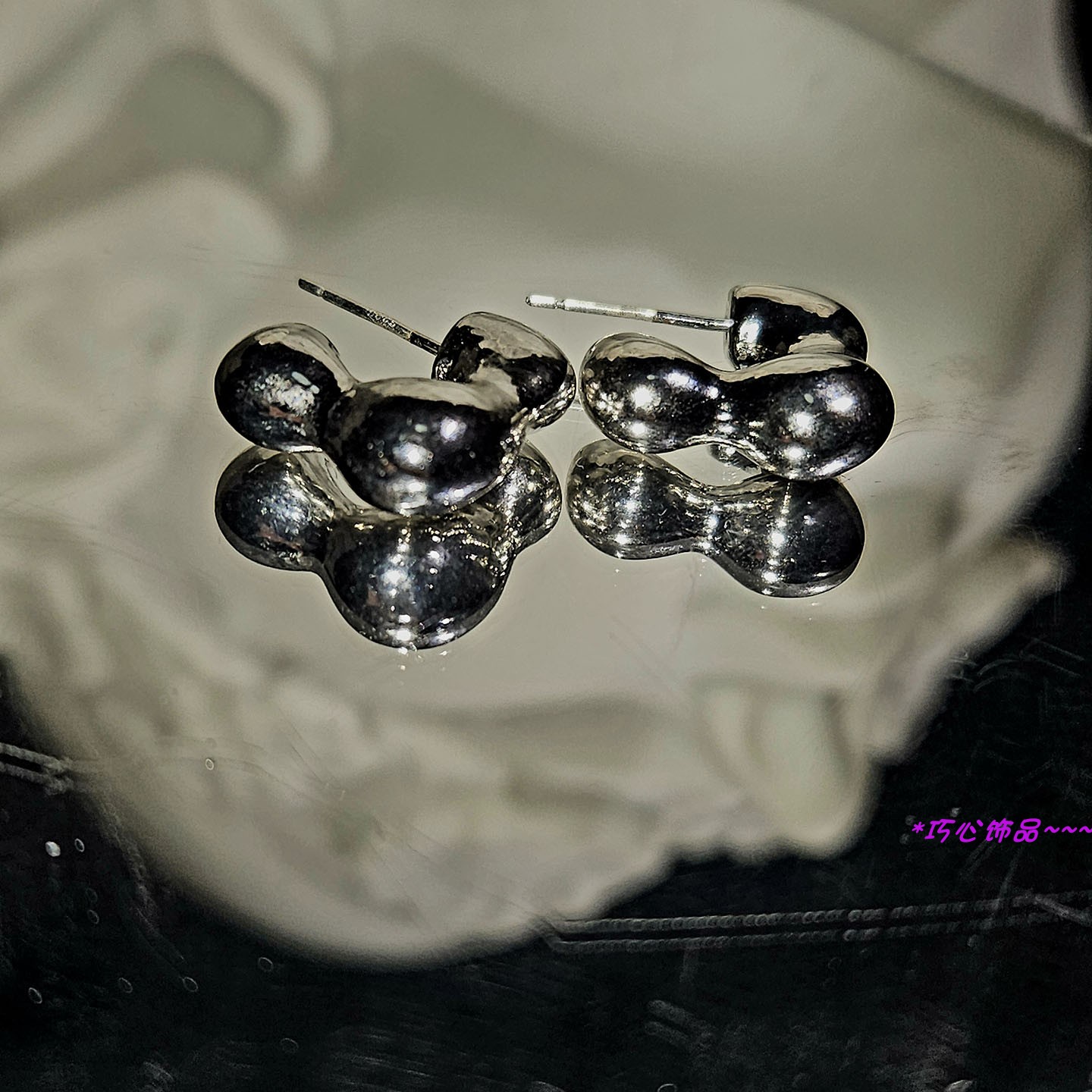 韩版简约不规则s925银耳钉百搭