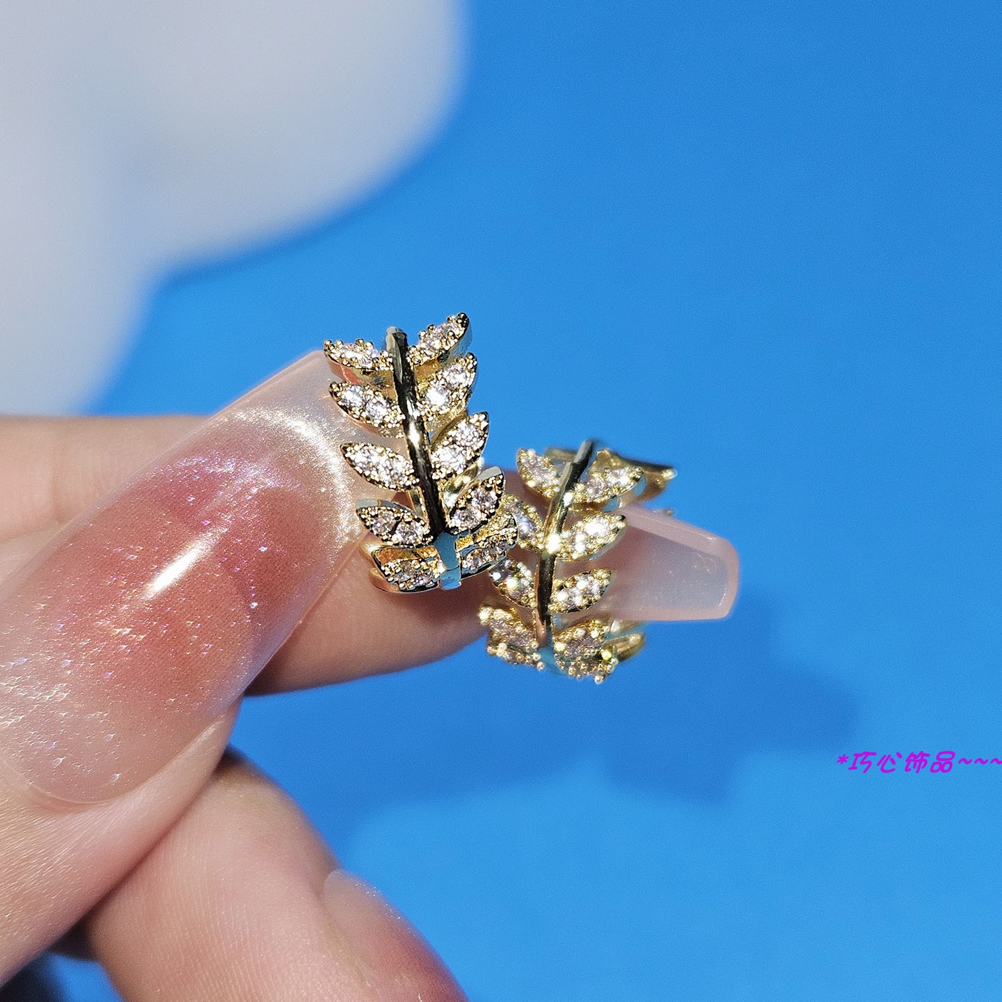 轻奢小众麦穗锆石玫瑰金耳环