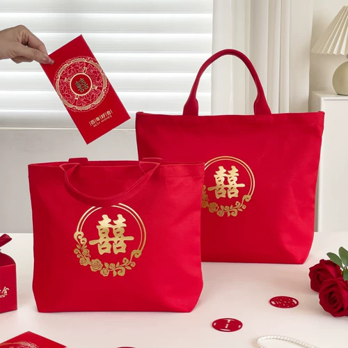 Барсетка для невесты, красная льняная сумка, тканевый мешок, бумажник