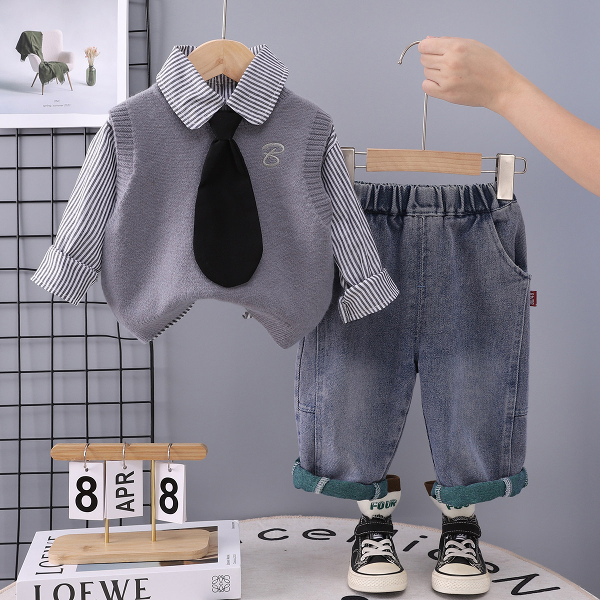 男童秋装套装2025新款男宝宝洋气毛衣马甲三件套春秋季婴幼儿童装,童装/婴儿装/亲子装,套装,淘宝优惠券,粉丝福利购,淘宝优惠卷