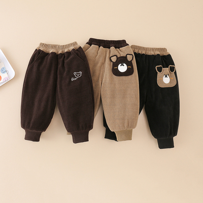 男童冬季加绒加厚裤子新款宝宝三层夹棉保暖棉裤小童卫裤一条过冬