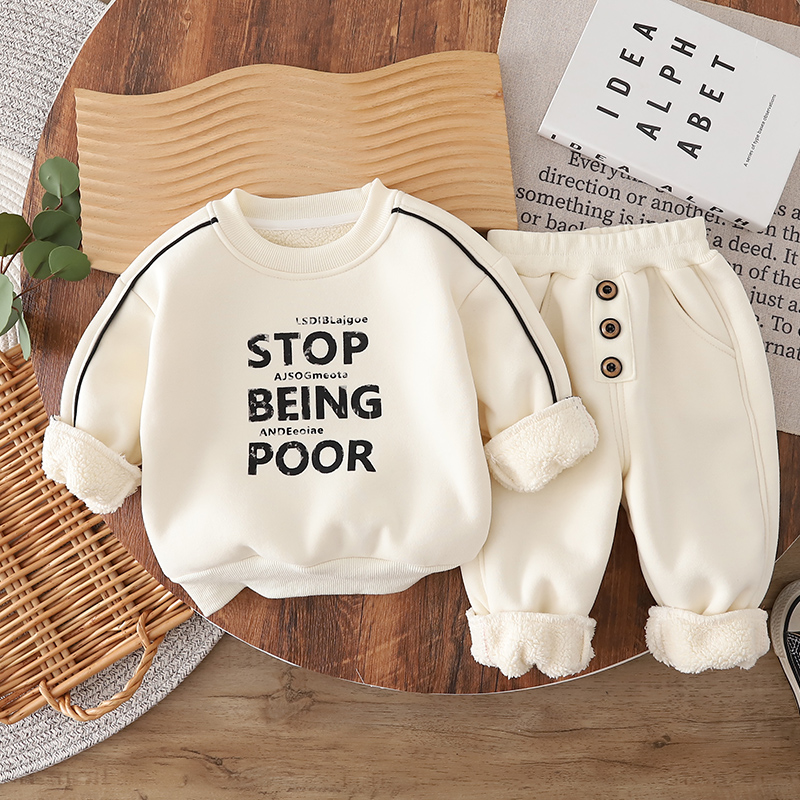 男童2025新款宝宝秋冬季加绒洋气套装中小童保暖时尚儿童两件套潮