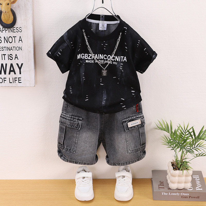 男童夏装套装2026新款儿童薄款短袖两件套洋气宝宝夏季休闲中小童