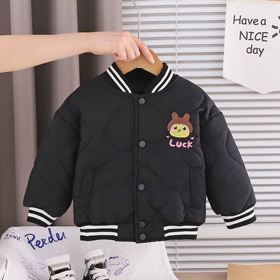 男宝宝冬装加绒加厚棉衣外套男童棉服2025新款儿童洋气棒球服上衣
