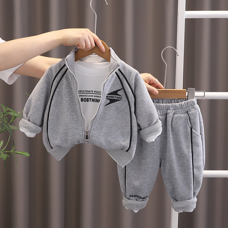 男童秋装卫衣套装2025新款洋气1岁婴儿童装6衣服小童三件套春秋潮