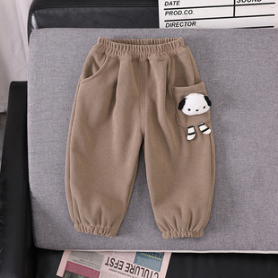 宝宝加绒裤子秋冬2025新款男童冬装加厚小童保暖男宝一体绒休闲裤