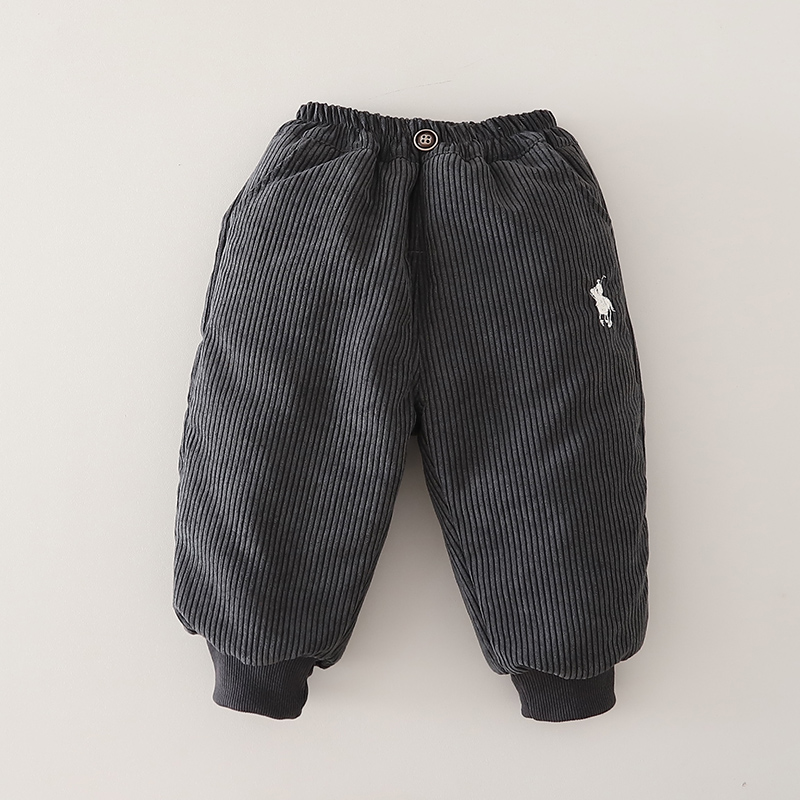 男童冬装儿童加绒加厚保暖裤子帅宝宝婴儿小童外穿束脚卡通棉裤潮