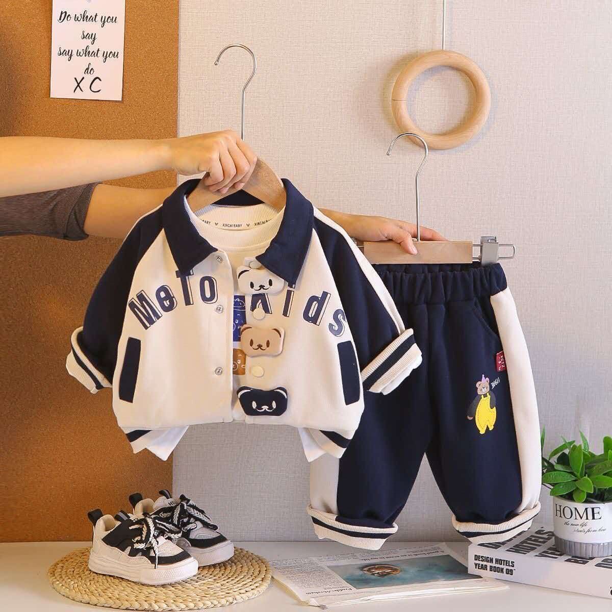 男童春秋套装新款宝宝休闲运动衣服帅气儿童棒球服三件套洋气衣服