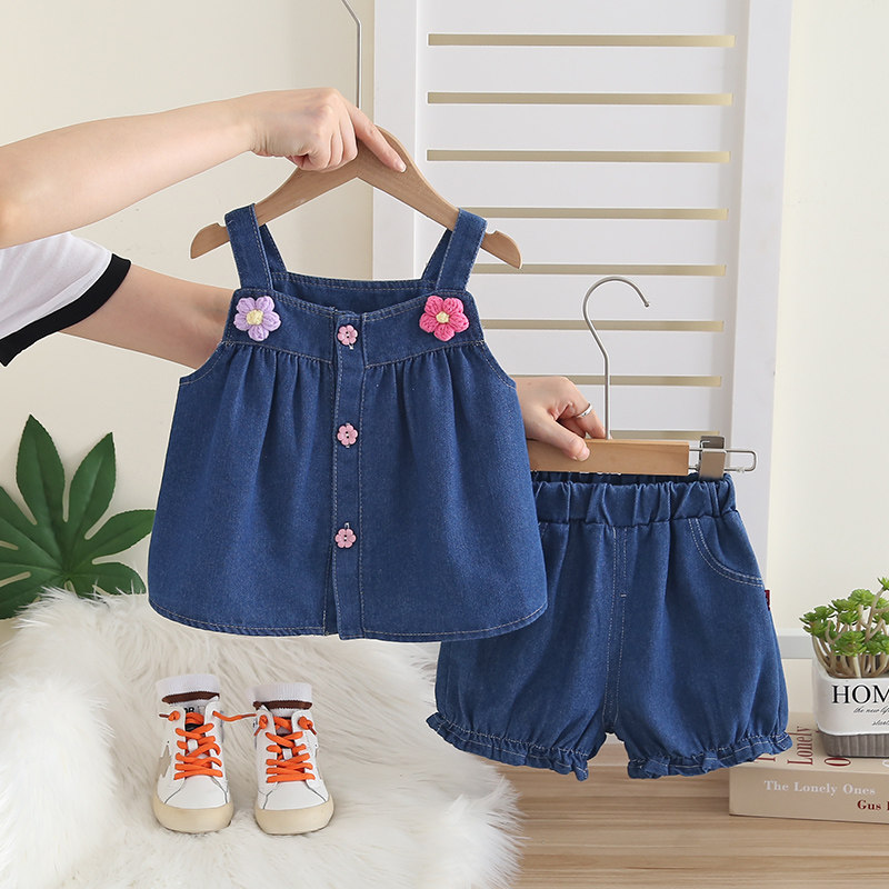 女童套装夏季2026新款儿童无袖休闲衣服女宝宝洋气时髦牛仔两件套,童装/婴儿装/亲子装,套装,淘宝优惠券,粉丝福利购,淘宝优惠卷
