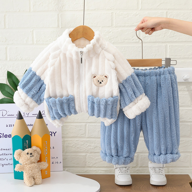 儿童加绒加厚睡衣套装法兰绒宝宝男女童保暖家居服小孩小童秋冬装,童装/婴儿装/亲子装,家居服套装,淘宝优惠券,粉丝福利购,淘宝优惠卷