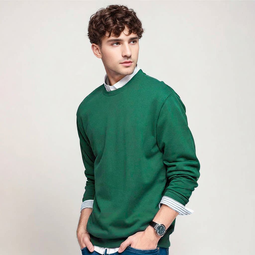 纯棉圆领卫衣男士300G精梳棉毛圈打底衫上衣春秋新款潮流休闲长袖