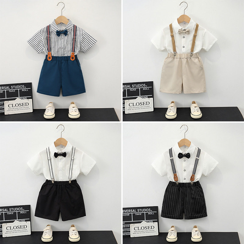儿童夏季套装男童幼儿园毕业礼服演出服花童宝宝周岁生日小西装